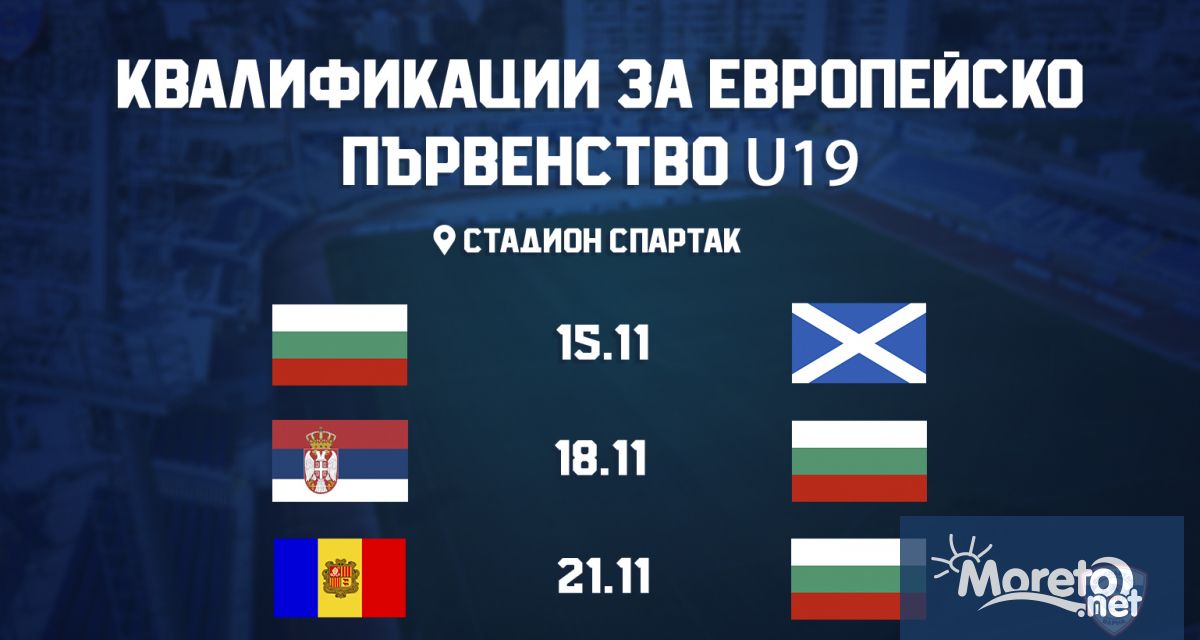 Юношеският национален отбор на България до 19 години ще приеме