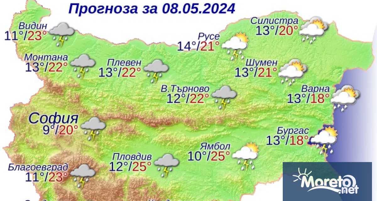 През нощта над югоизточната половина от страната облачността ще е