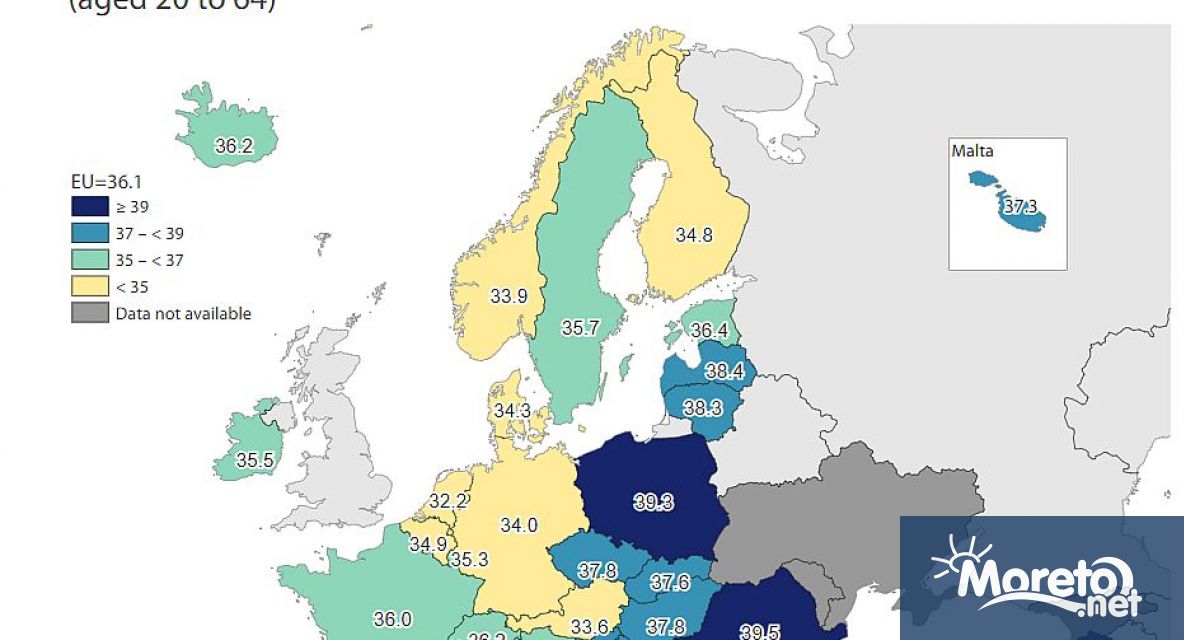 През 2023 г действителното седмично работно време за хората на