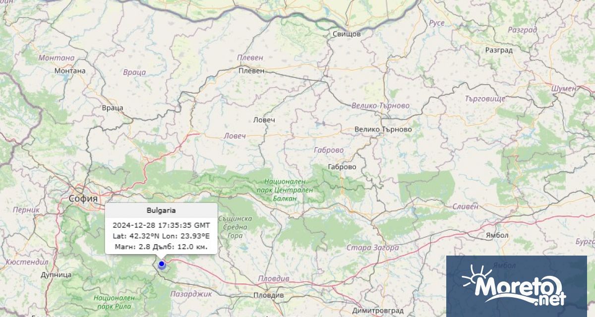 Земетресение с магнитуд 2 8 по Рихтер е регистрирано снощи в