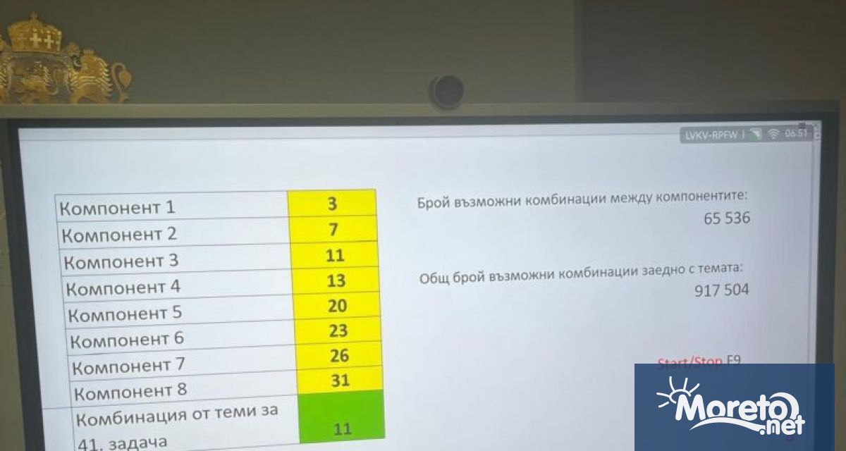 Вариант 11 бе изтеглен за последната задача в теста за