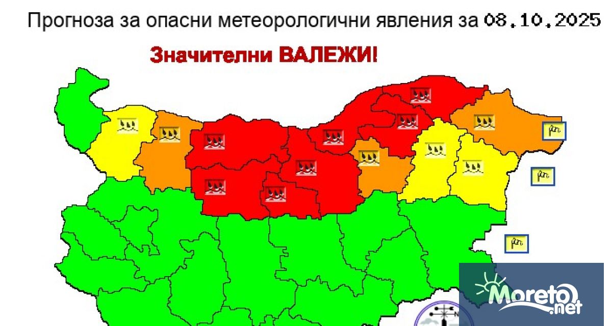 Националният институт по метеорология и хидрология (НИМХ) обяви червен код