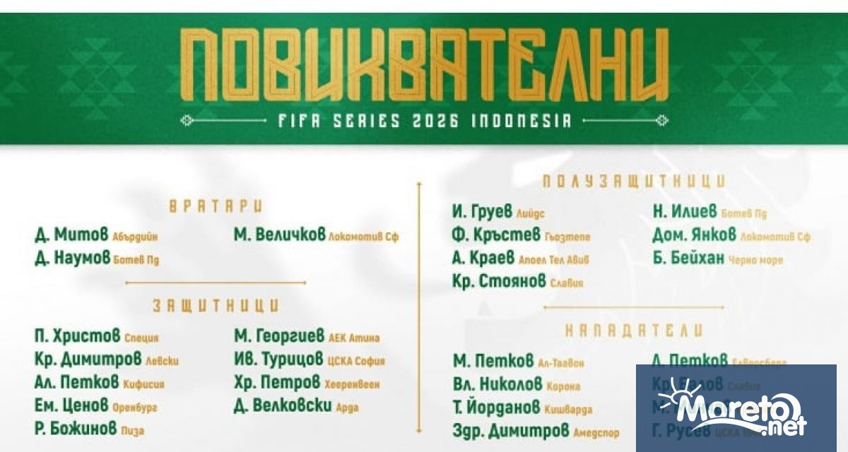 Селекционерът на България Александър Димитров обяви пълния списък с играчи